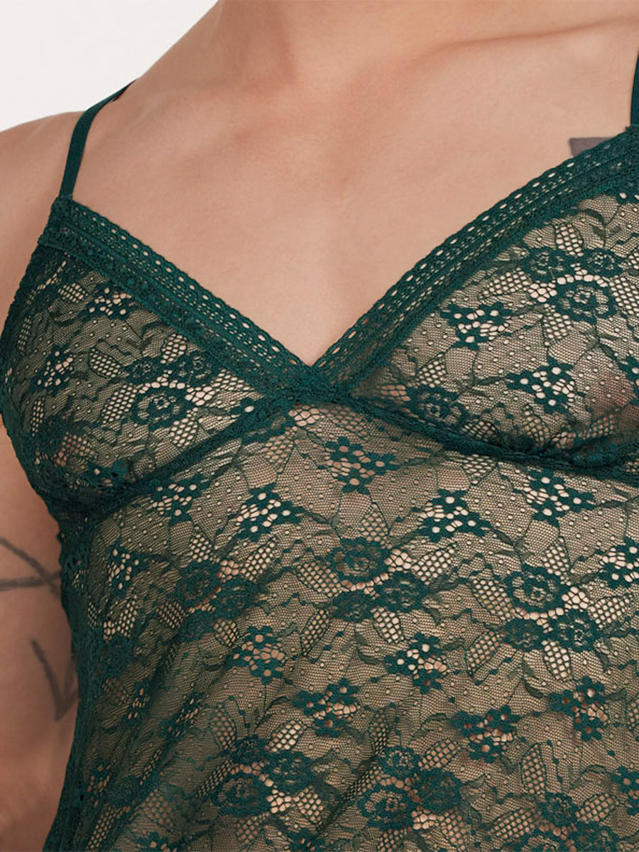 men's green lace nightie - XDress UK