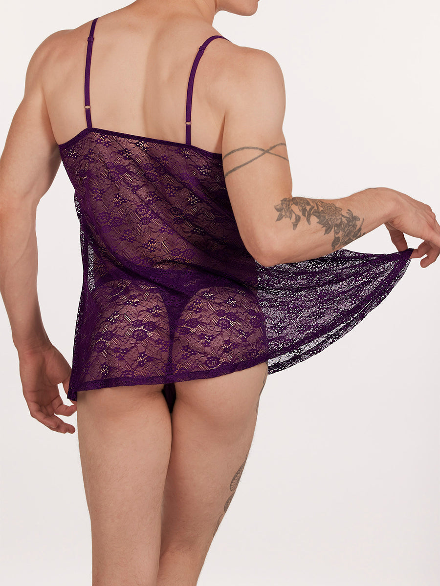 men's purple lace nightie - XDress UK