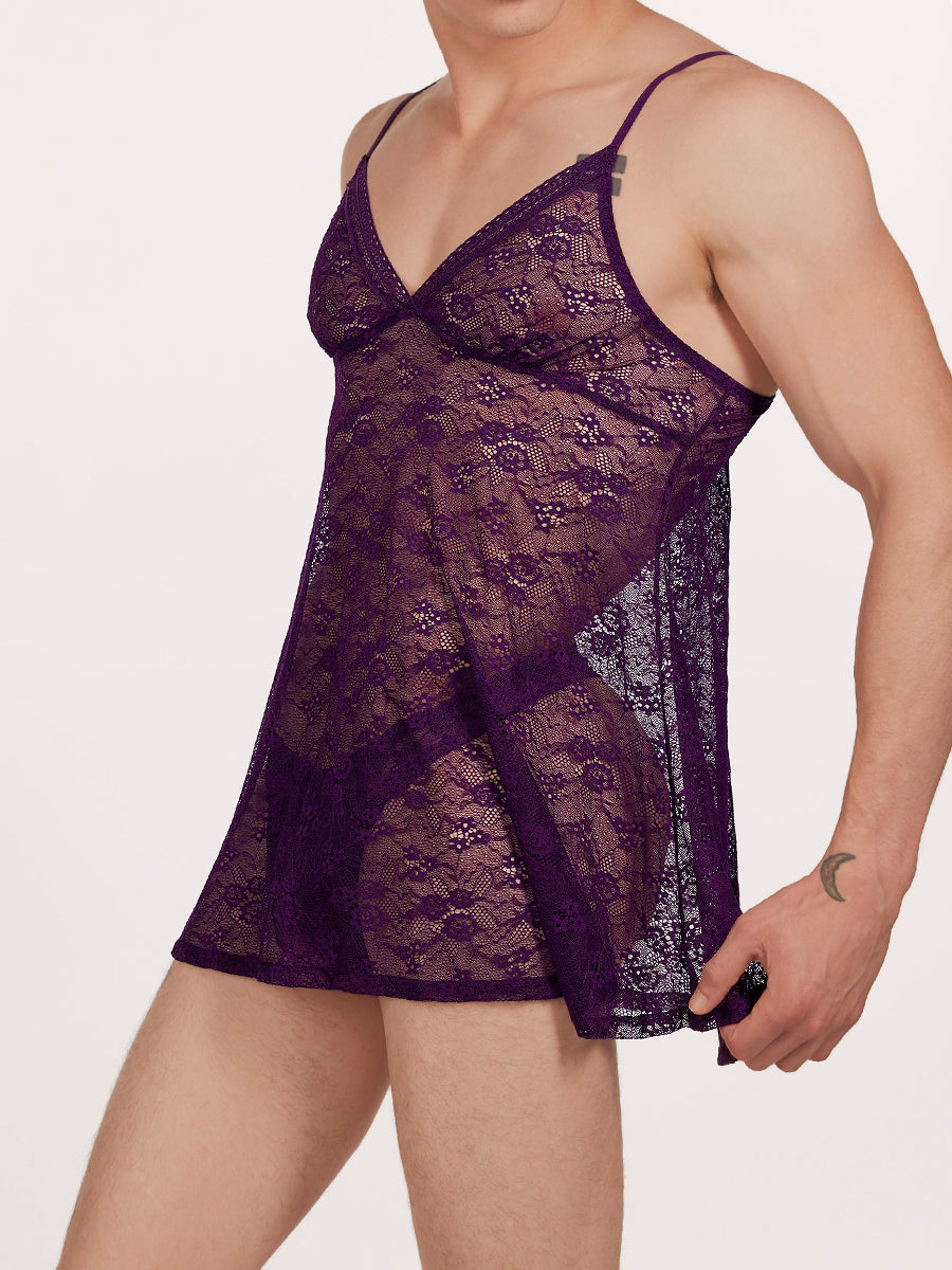 men's purple lace nightie - XDress UK
