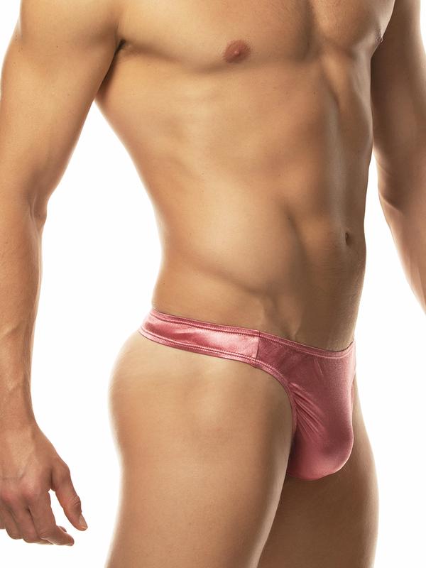 men's pink satin thong underwear
