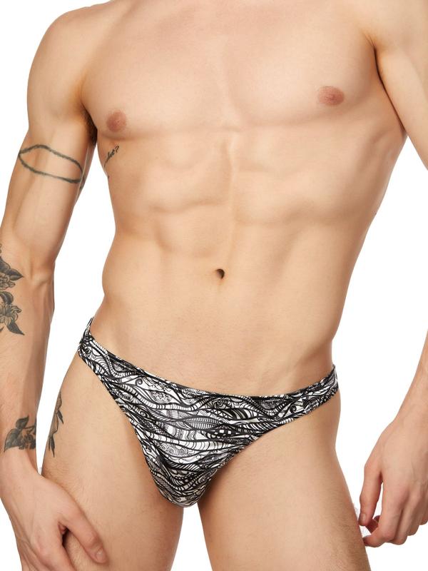 Sleek Print Satin Thong