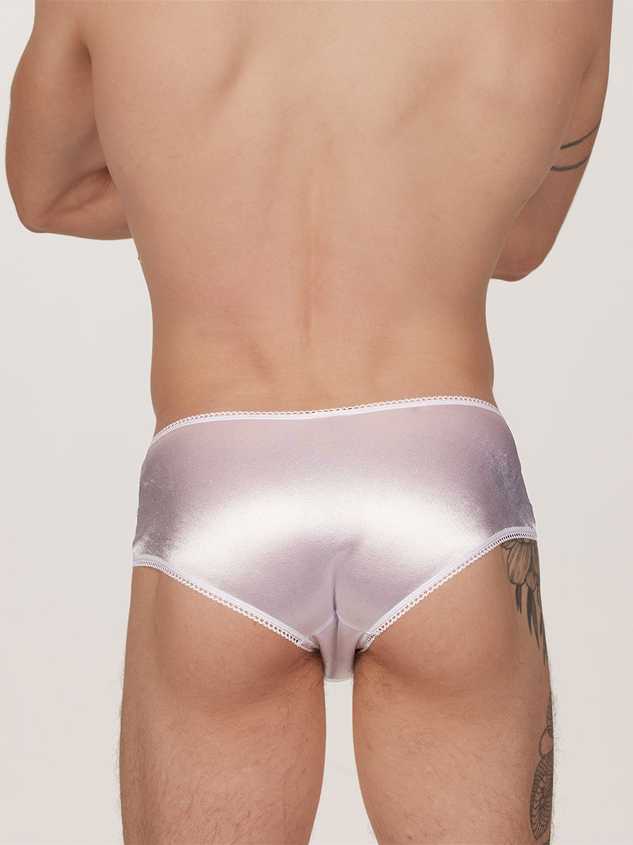 men's white satin & lace panties - XDress UK