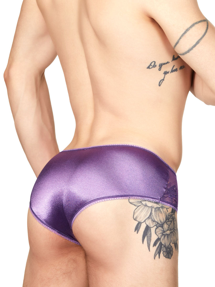 Men's Purple Satin and Lace Panty