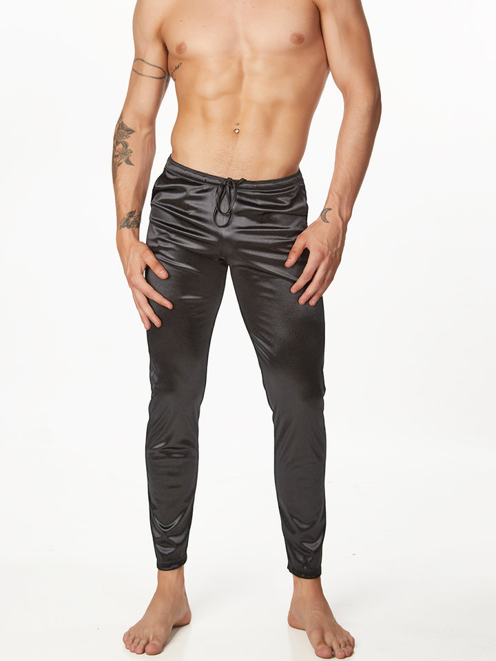 Men's black satin pants - XDress UK