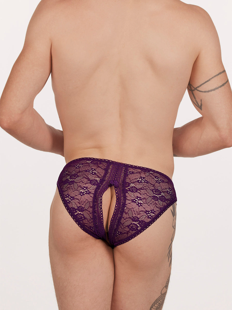 men's purple lace crotchless panties - XDress UK