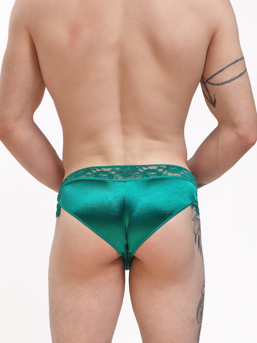 men's green satin & Lace panties - XDress UK
