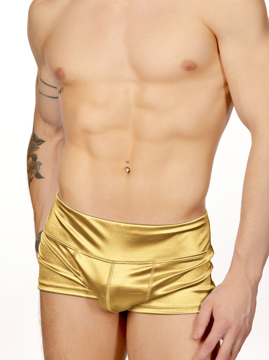 Men's Gold Satin Yoga Shorts