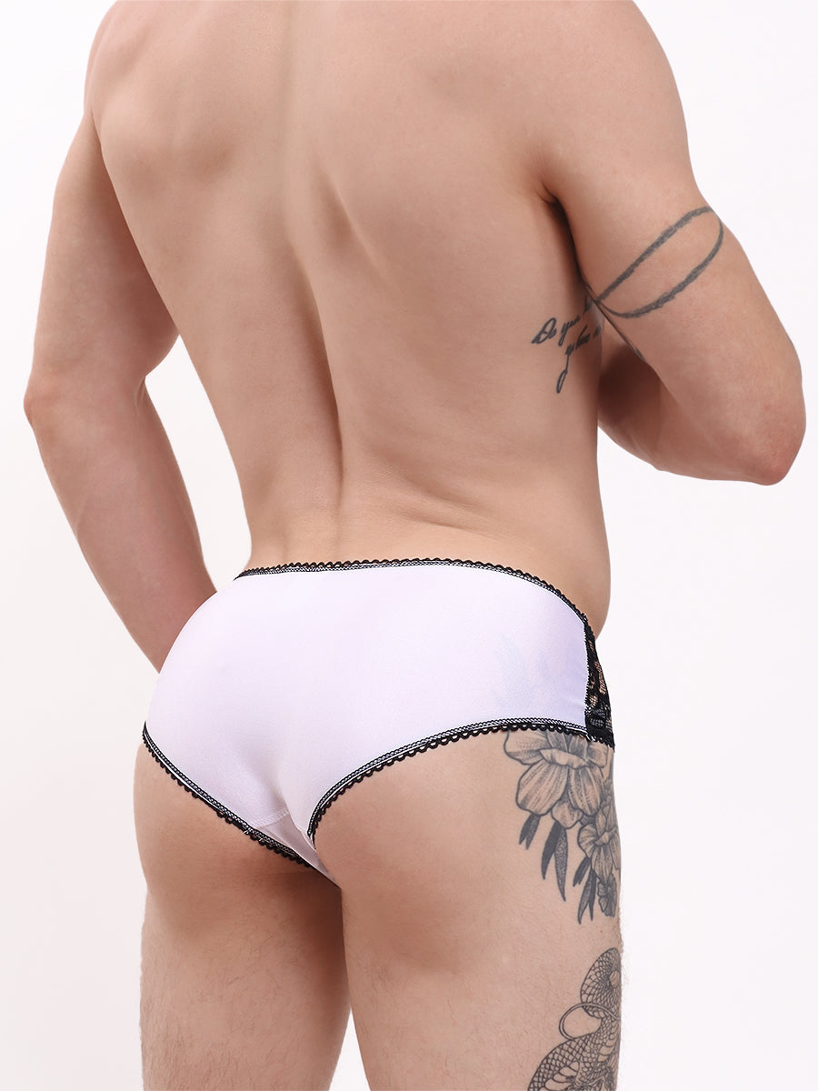 men's white and black lace panties - XDress UK