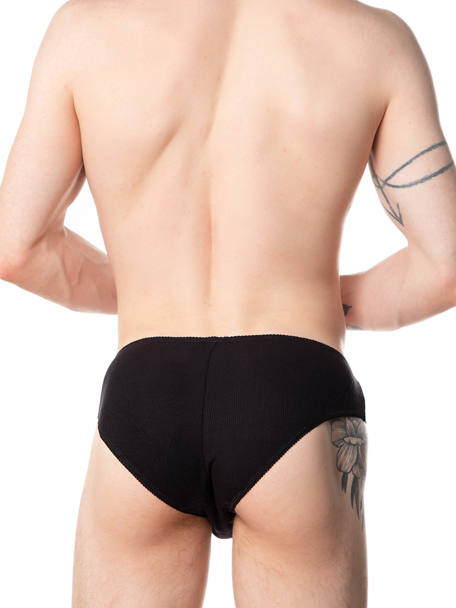men's black lace ribbed panties - XDress UK
