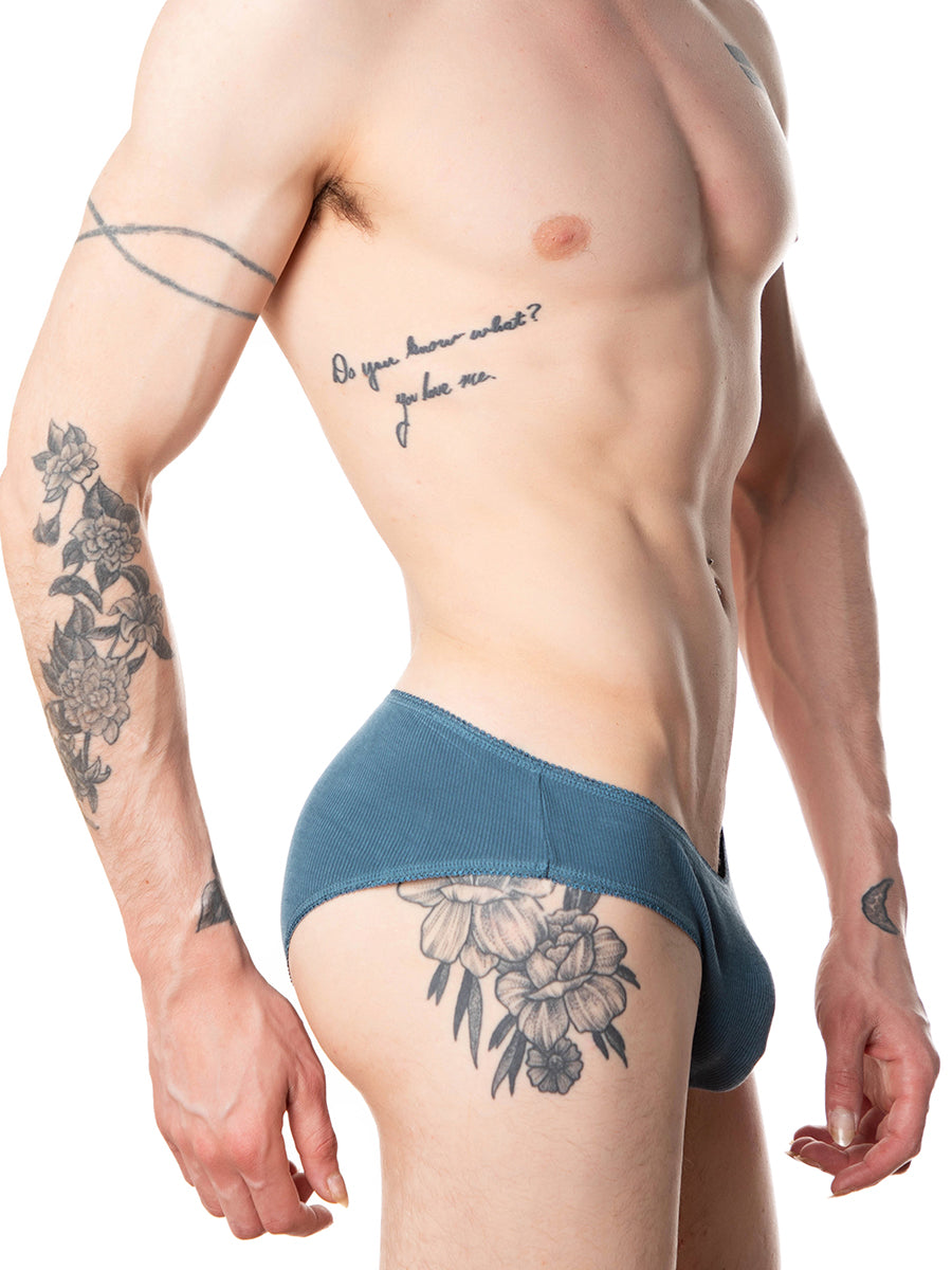 men's blue ribbed bikini panties - XDress UK