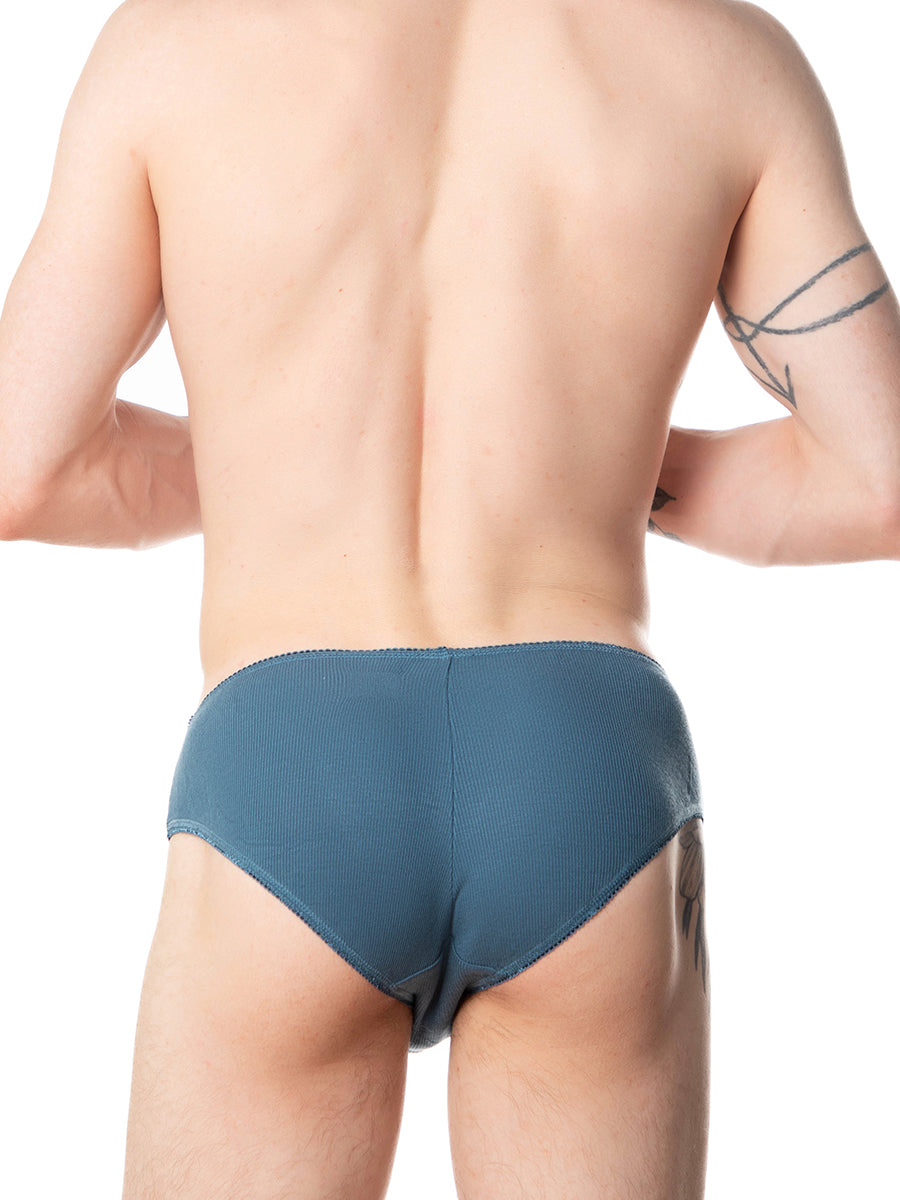 men's blue ribbed bikini panties - XDress UK