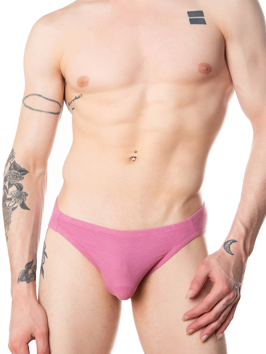 men's pink ribbed bikini panties - XDress UK