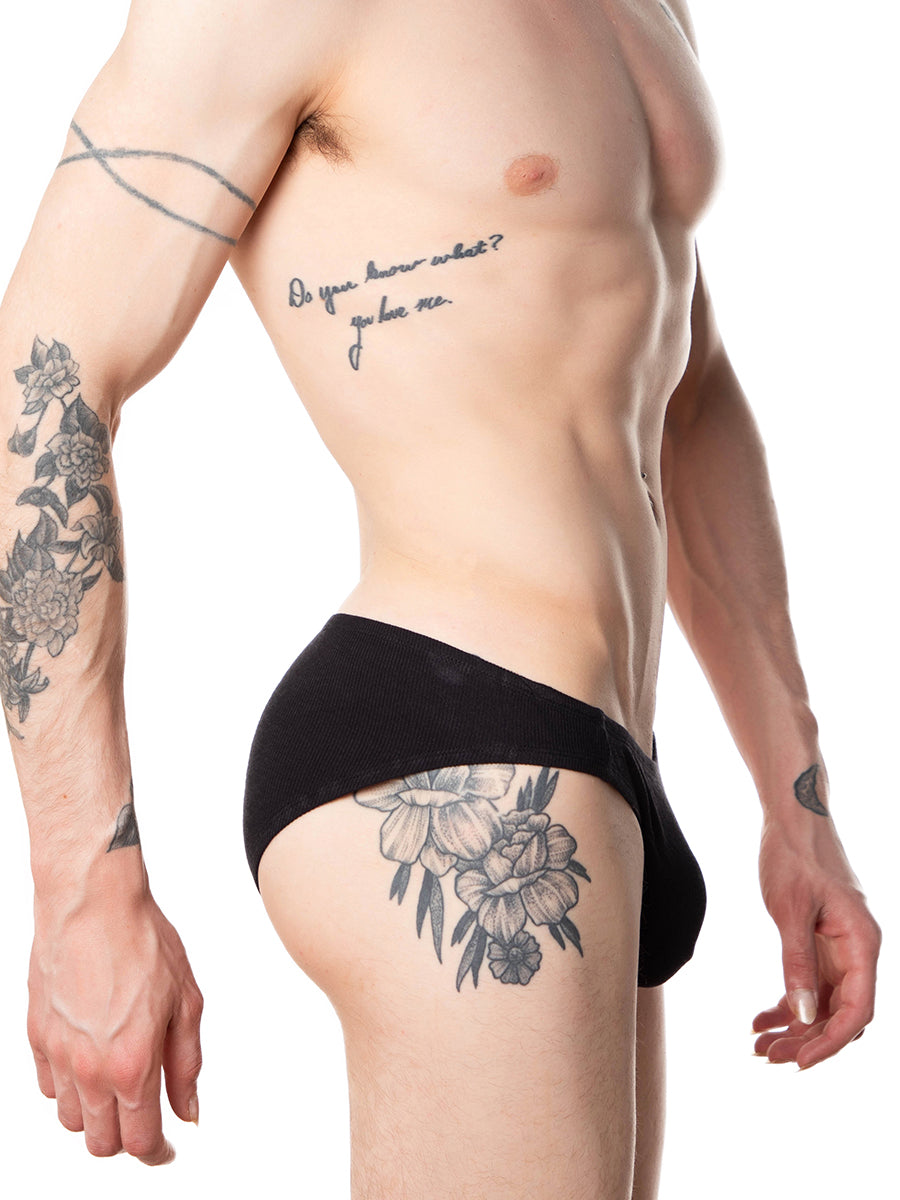 men's black ribbed bikini panties - XDress UK