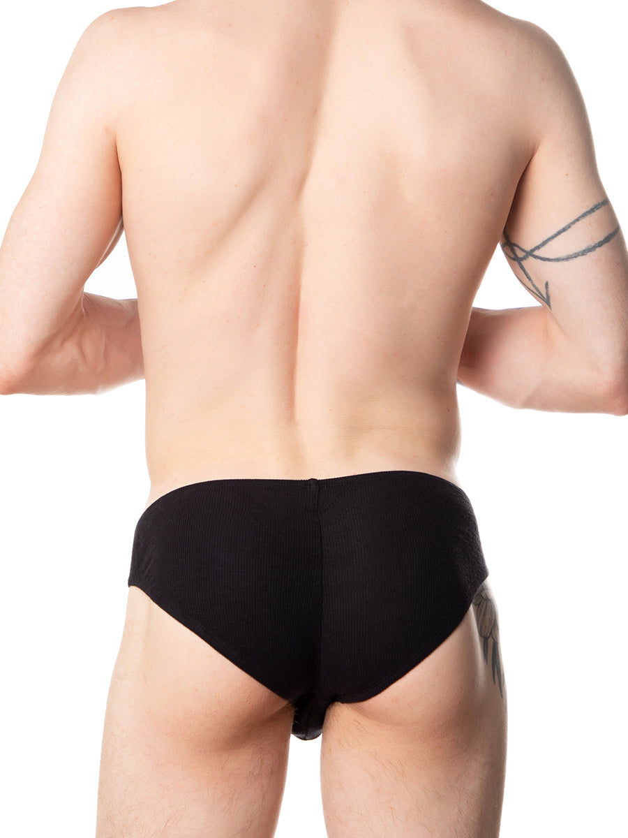 men's black ribbed bikini panties - XDress UK