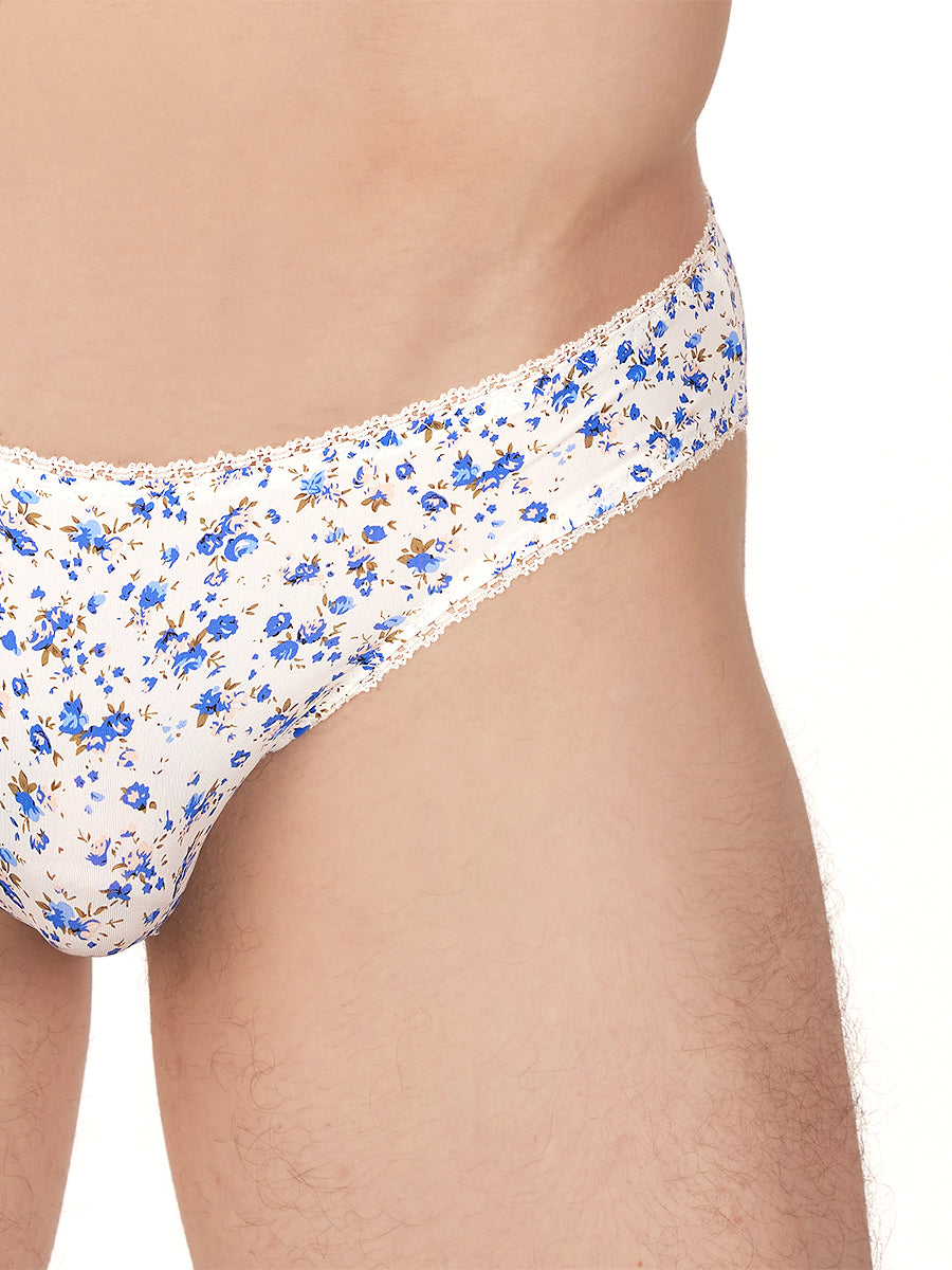 men's blue floral picot panties - XDress UK