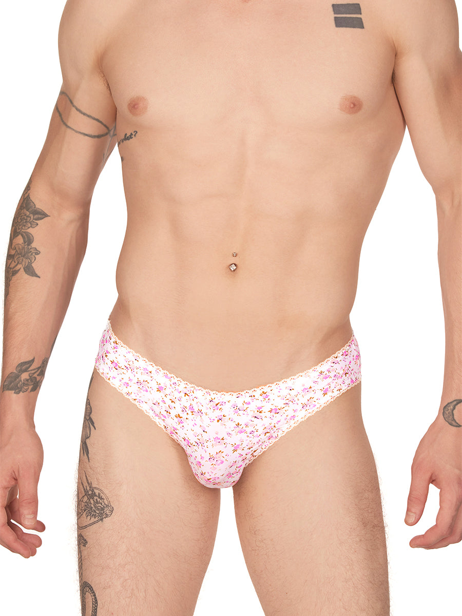 men's pink floral picot panties - XDress UK