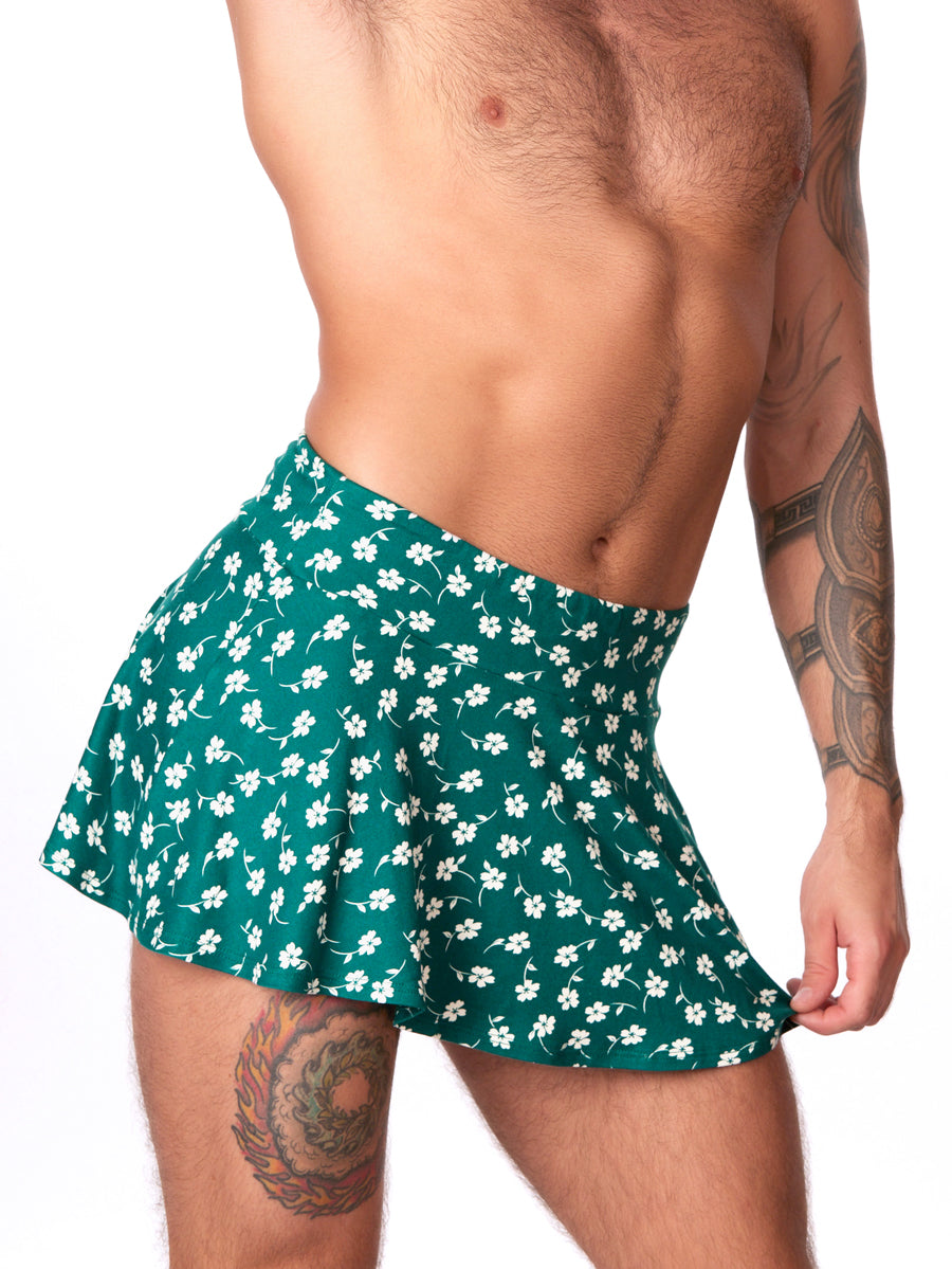 Men's green floral print skirt