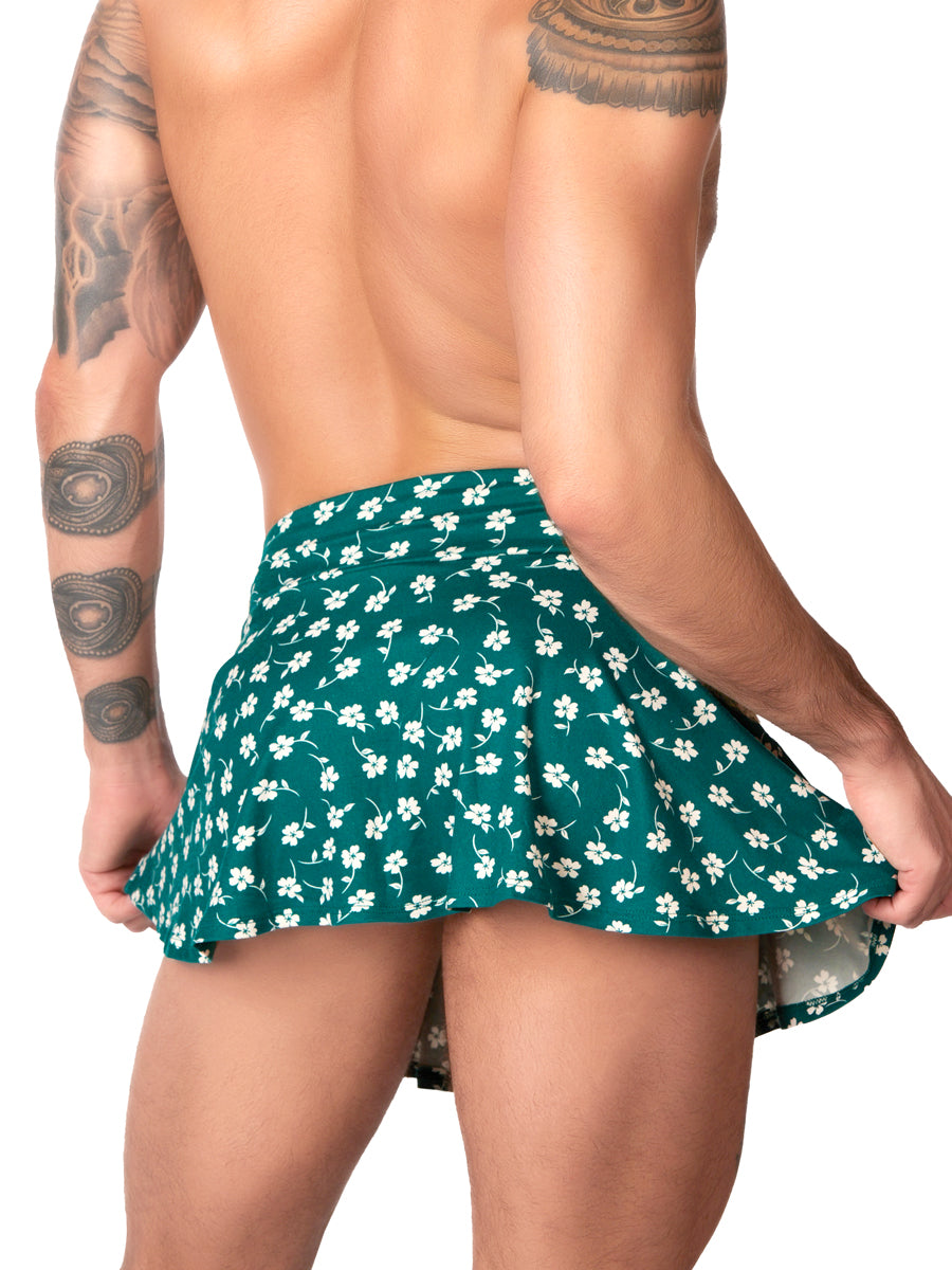 Men's green floral print skirt