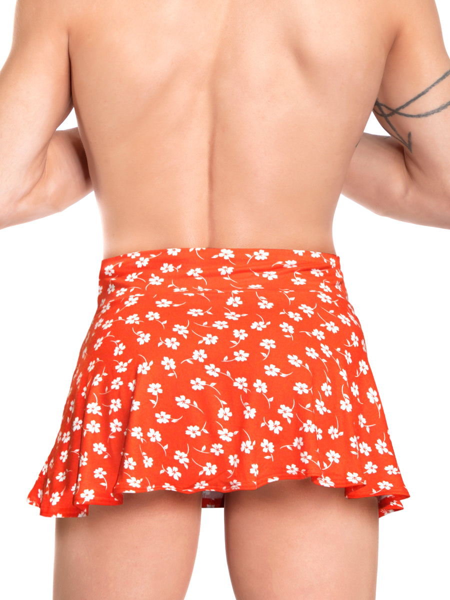 Men's orange floral print skirt