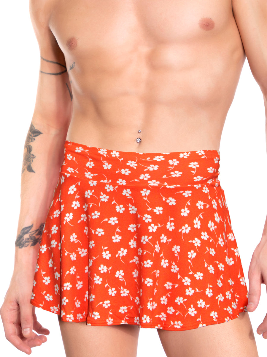 Men's orange floral print skirt