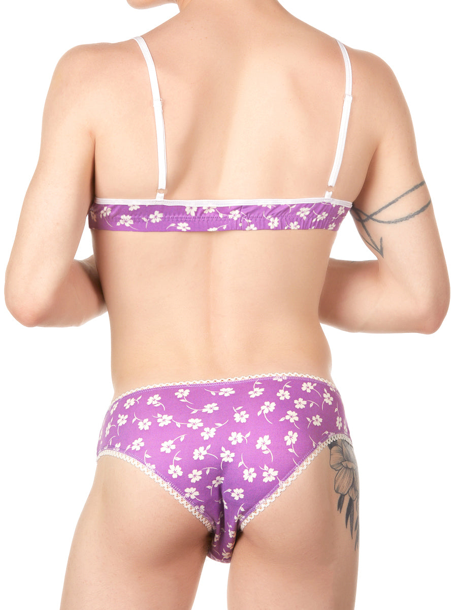 Men's purple floral print bra