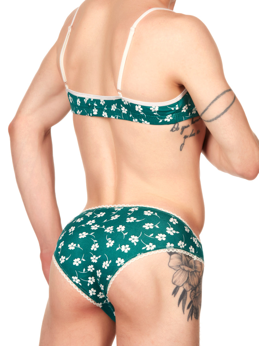 Men's green floral bra