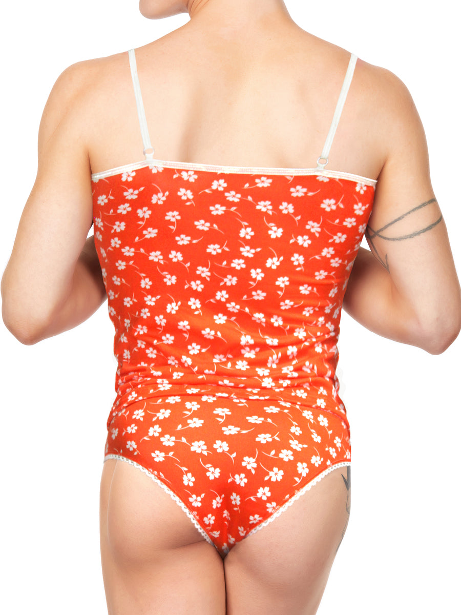 Men's orange floral camisole