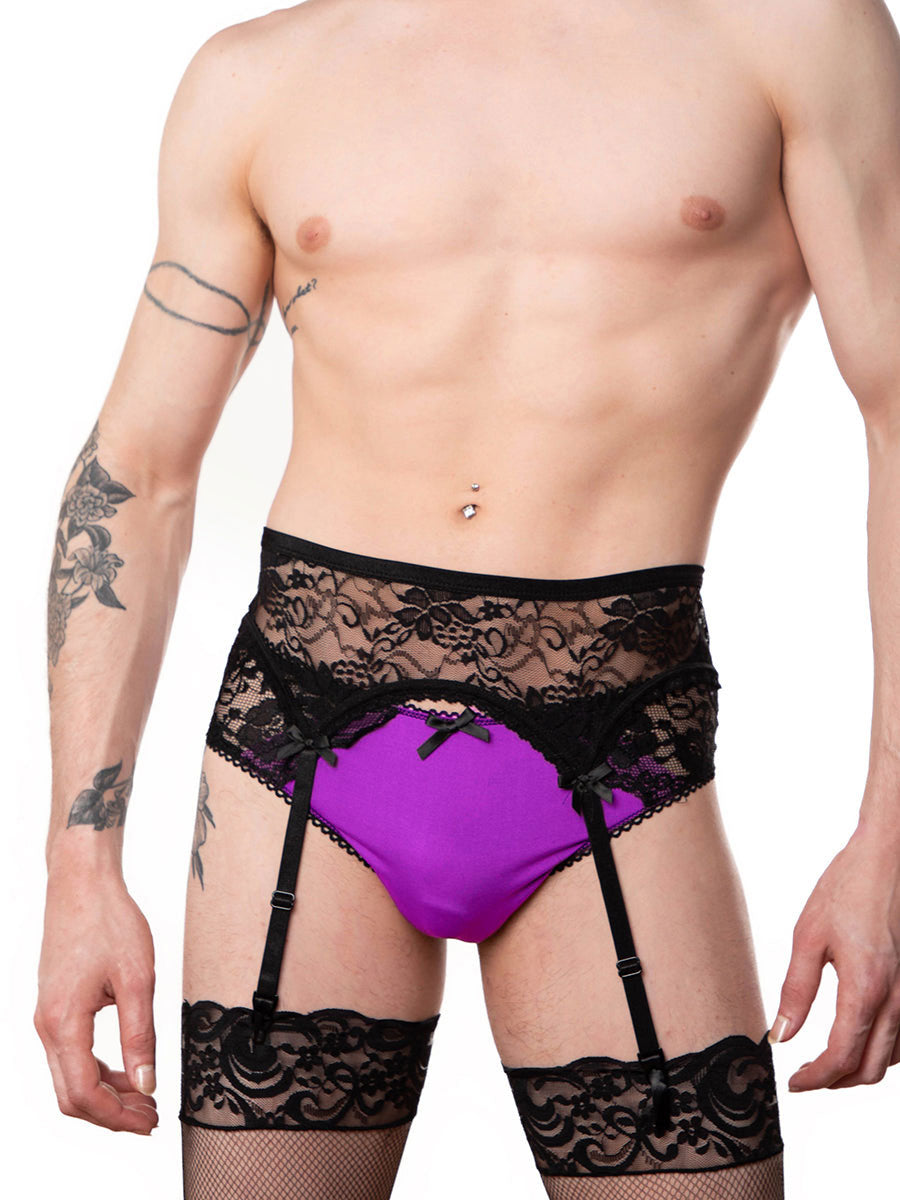 men's black lace garter belt - XDress UK