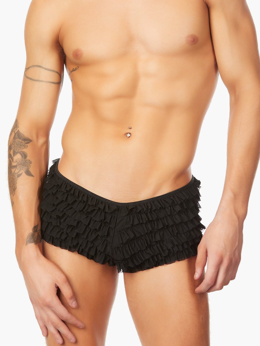 men's black frilly panties