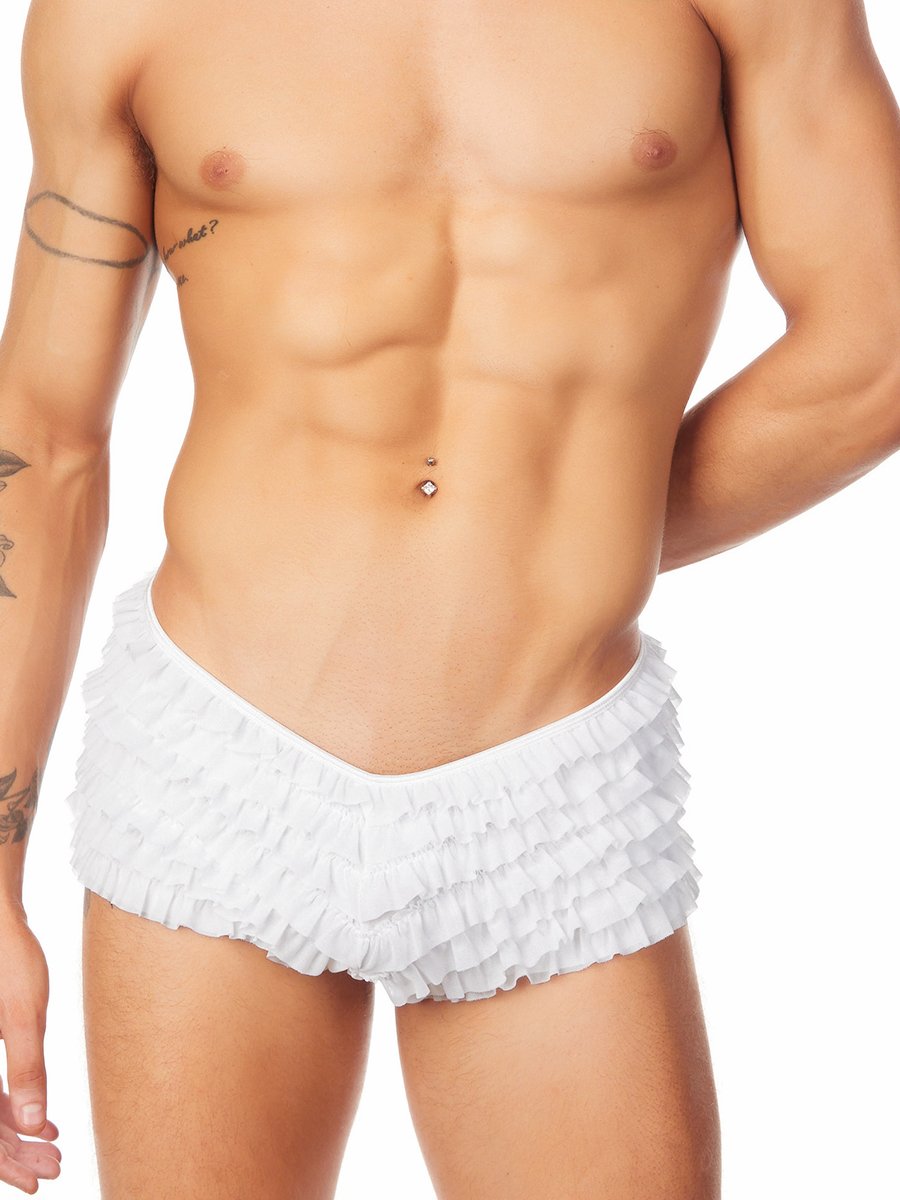 men's white frilly panties