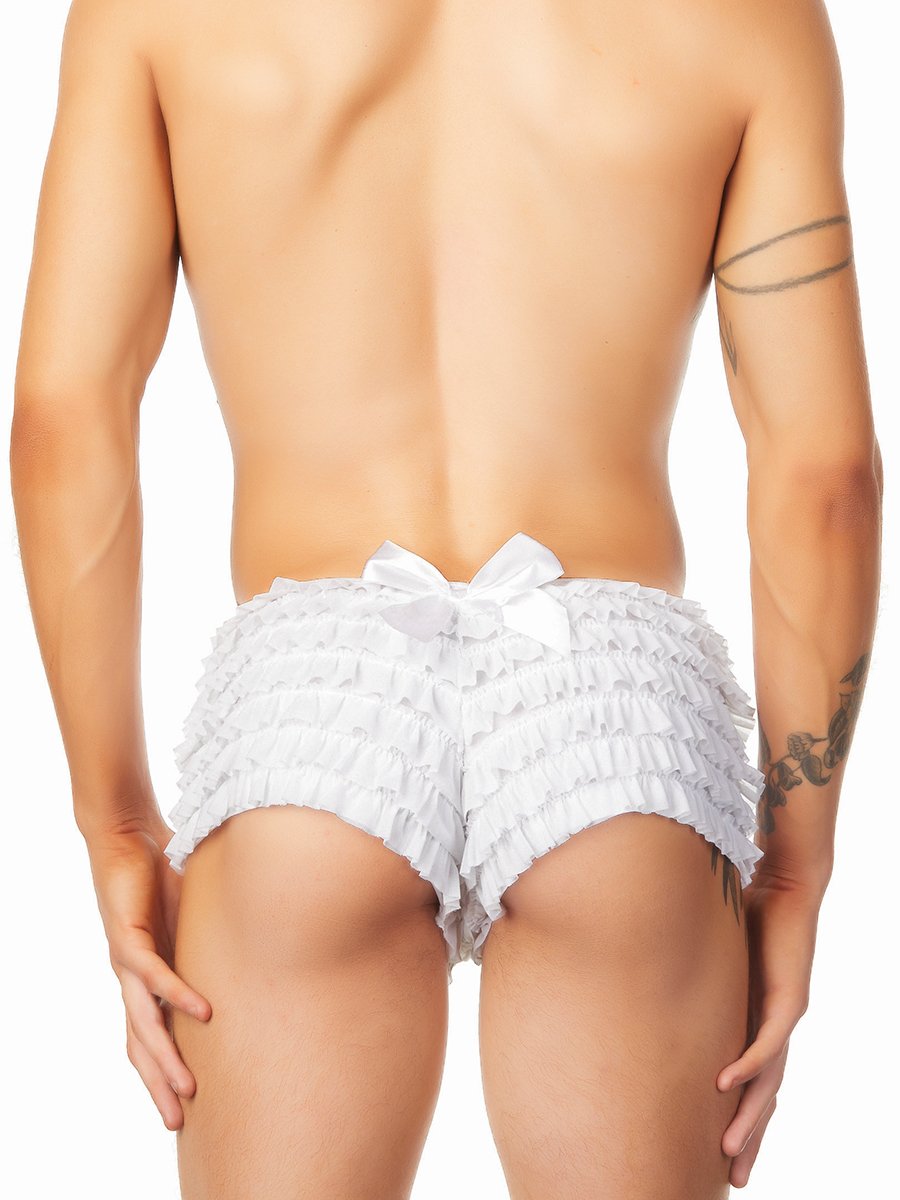 men's white frilly panties