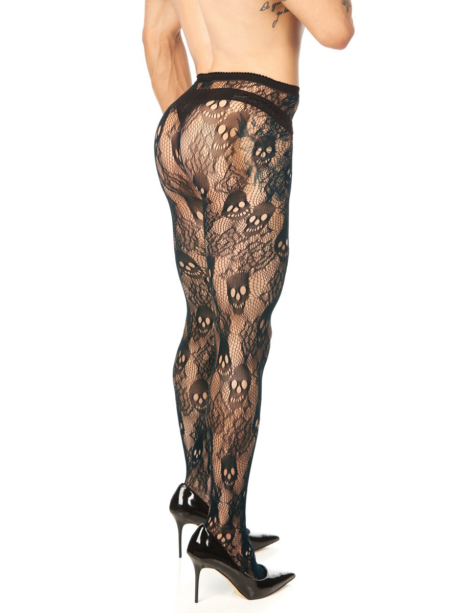 men's skull and flowers pantyhose