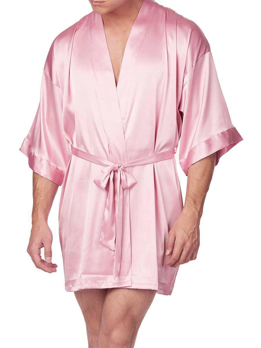 Men's pink satin robe