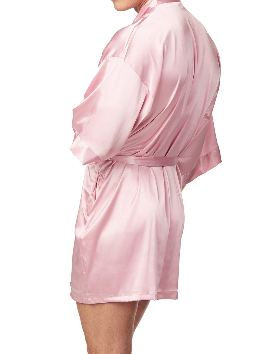 Men's pink satin robe