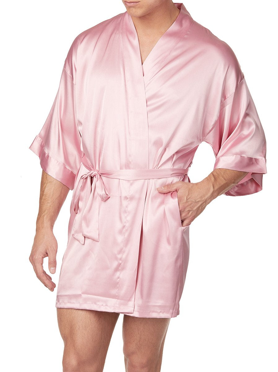 Men's pink satin robe