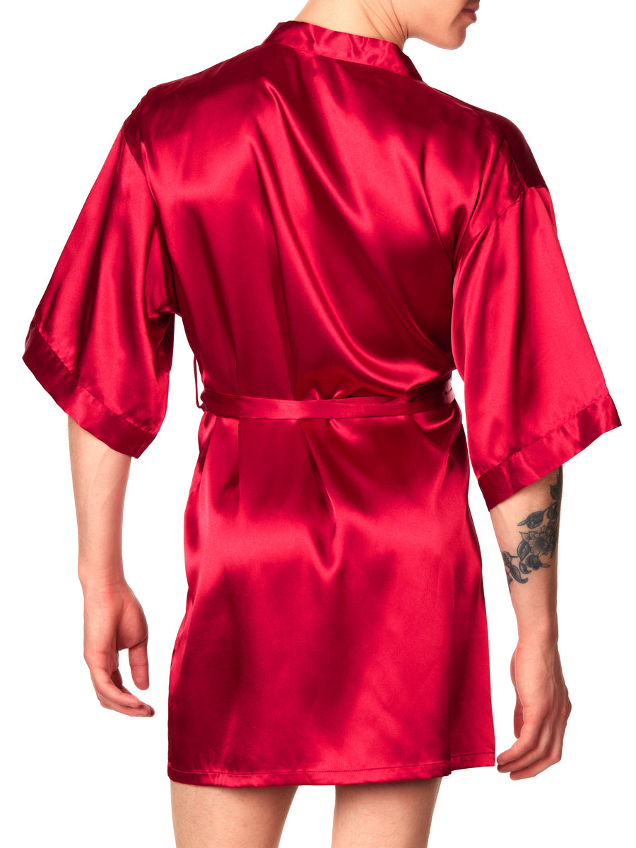 Men's red satin robe