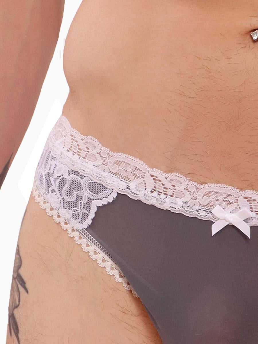 men's grey and white lace panties - XDress