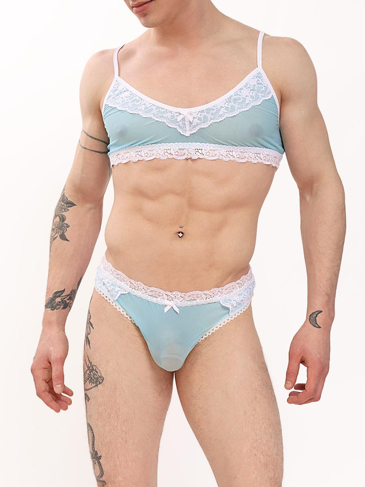 men's blue and lace bra - XDress UK