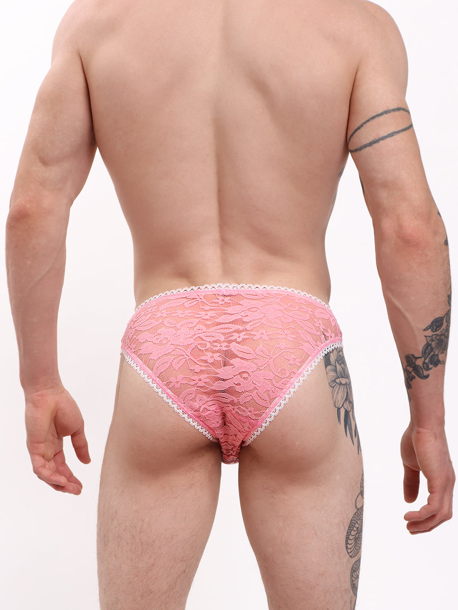 men's pink lace briefs - XDress UK