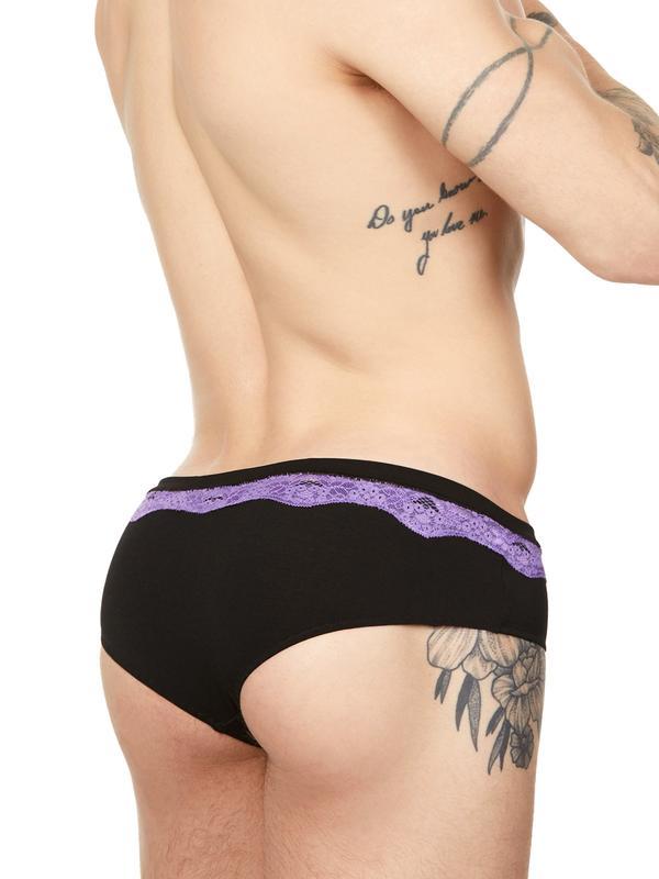 Men's Black & Purple Lace Panties