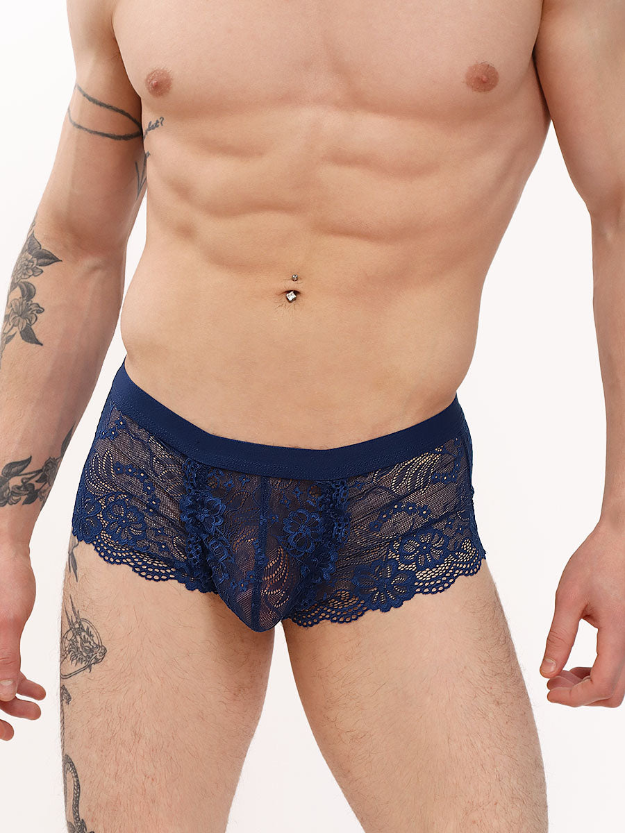 men's blue lace boxers - XDress UK