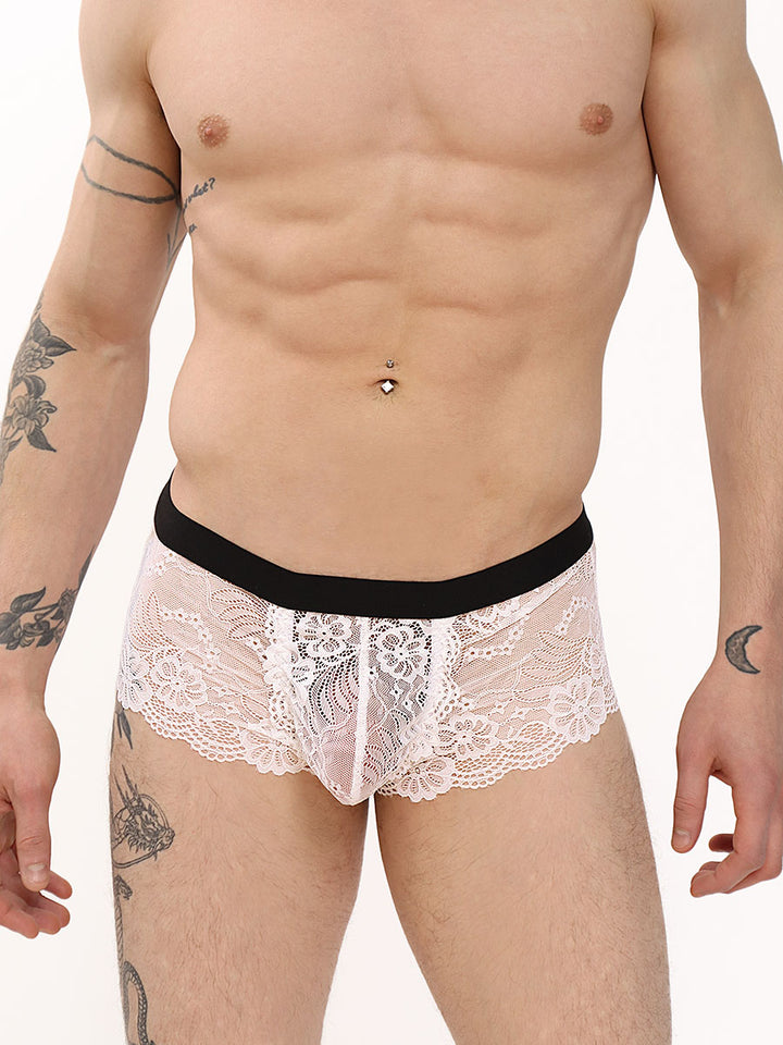 men's white lace boxer briefs - XDress UK