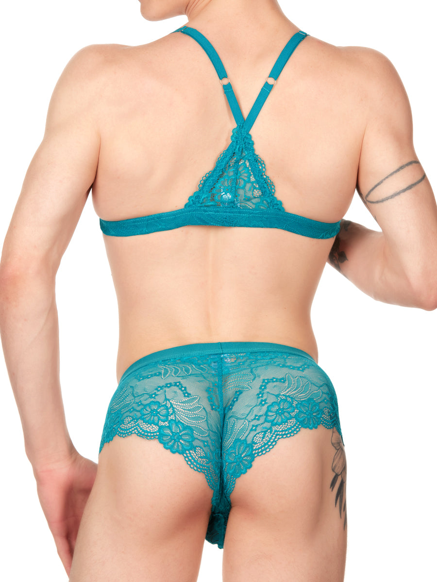 Men's blue lace bra