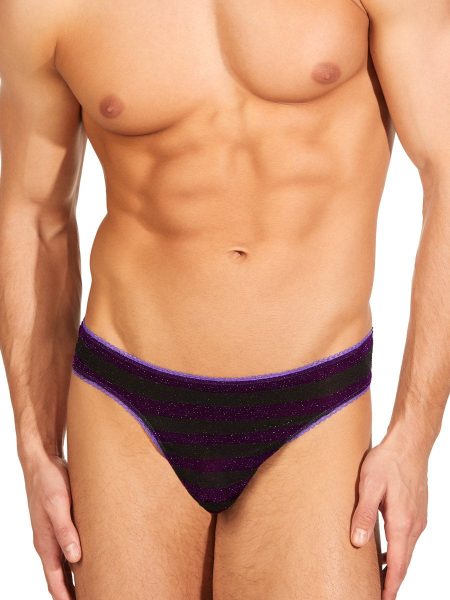 men's black lace thong