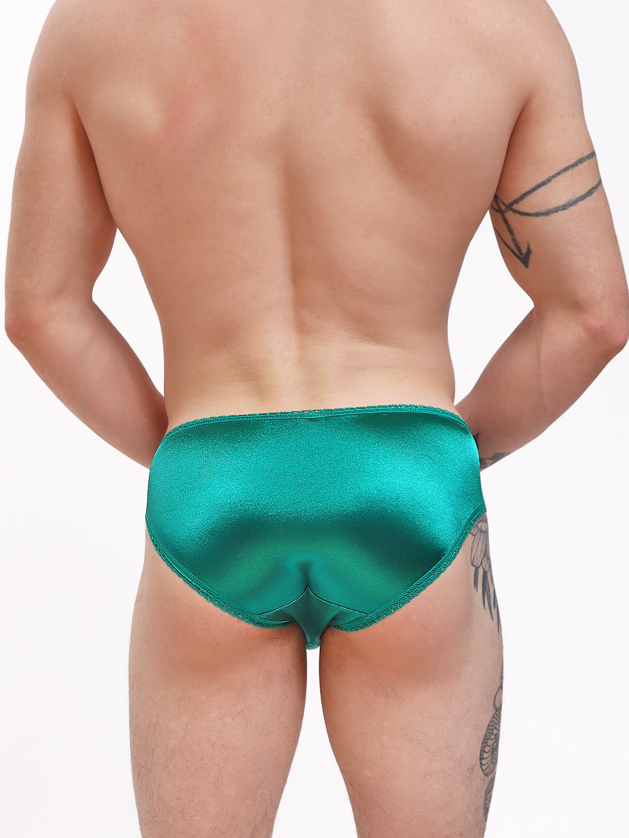 men's green satin and lace panties - XDress UK