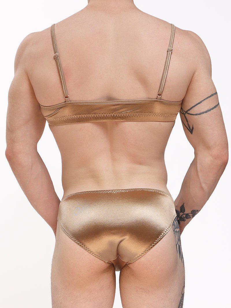 men's gold satin popover bra - XDress UK