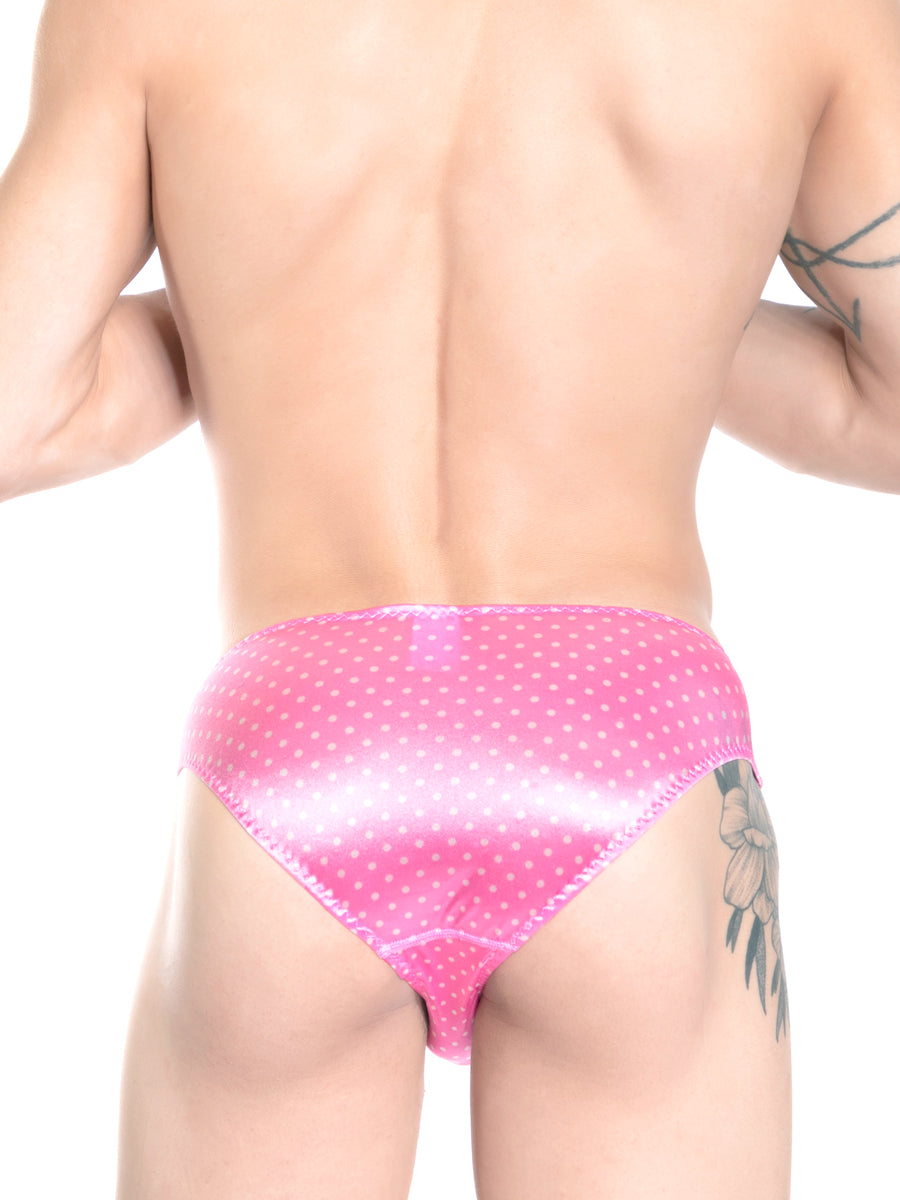 Men's pink polka dot satin panty