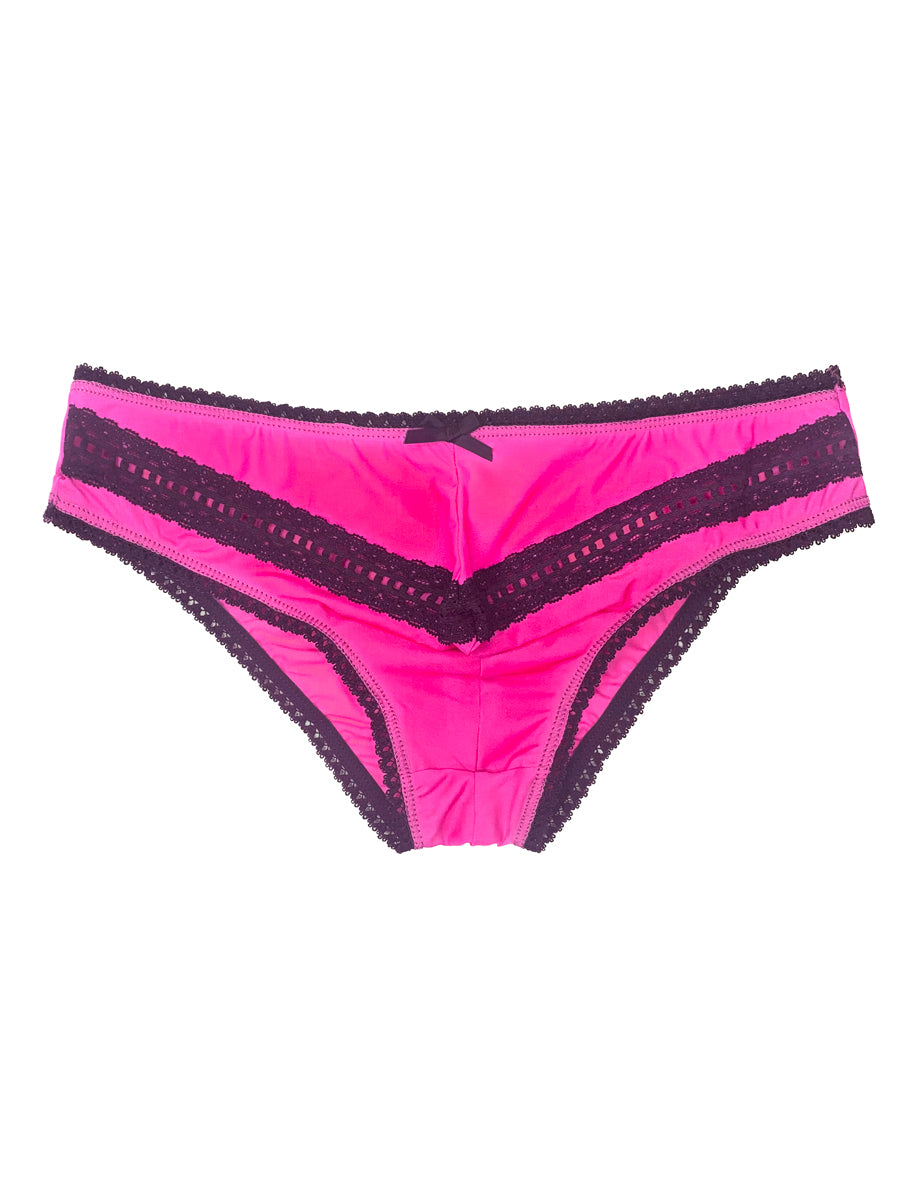 Men's neon pink mesh and lace panty