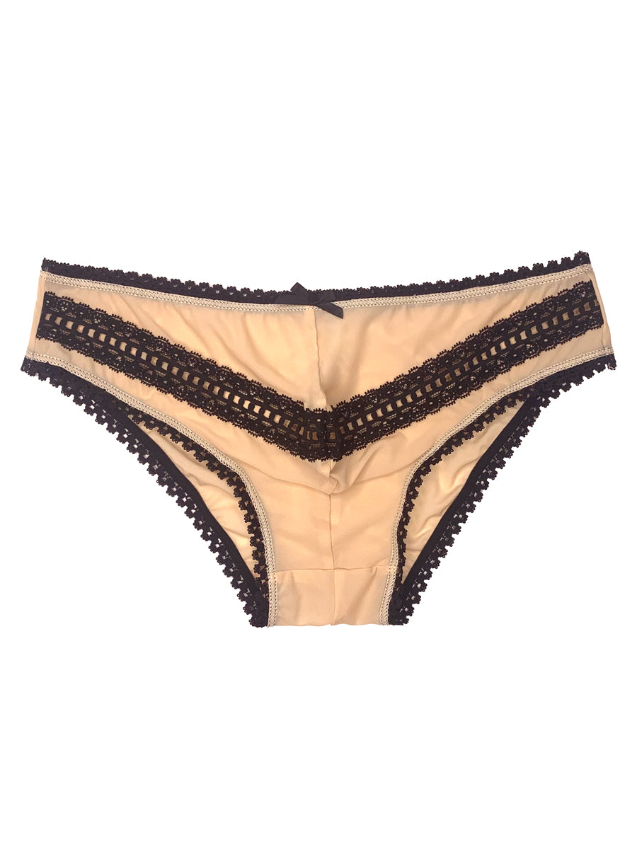 Men's skin tone mesh and lace panty