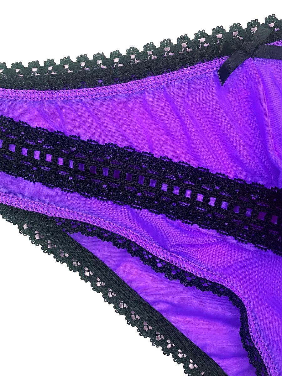Men's purple mesh and lace panty